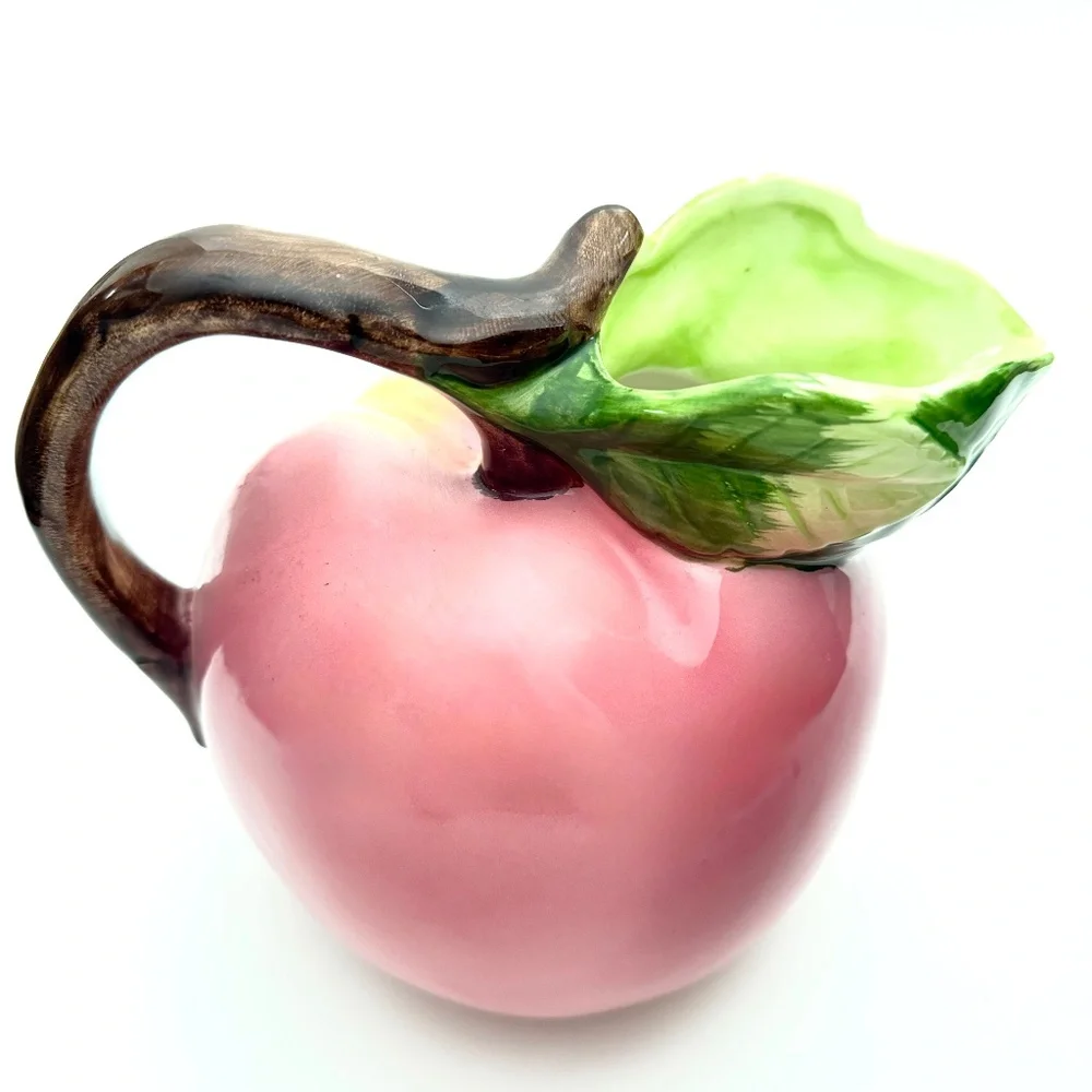 Pottery Barn Porcelain Peach Glaze Shaped Pitcher from the 1990s